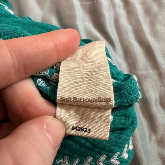 SOFT Surroundings Tropical Green JOLIE EMBROIDERED Cotton MIDI Dress PXL #1619 - Picture 8 of 12